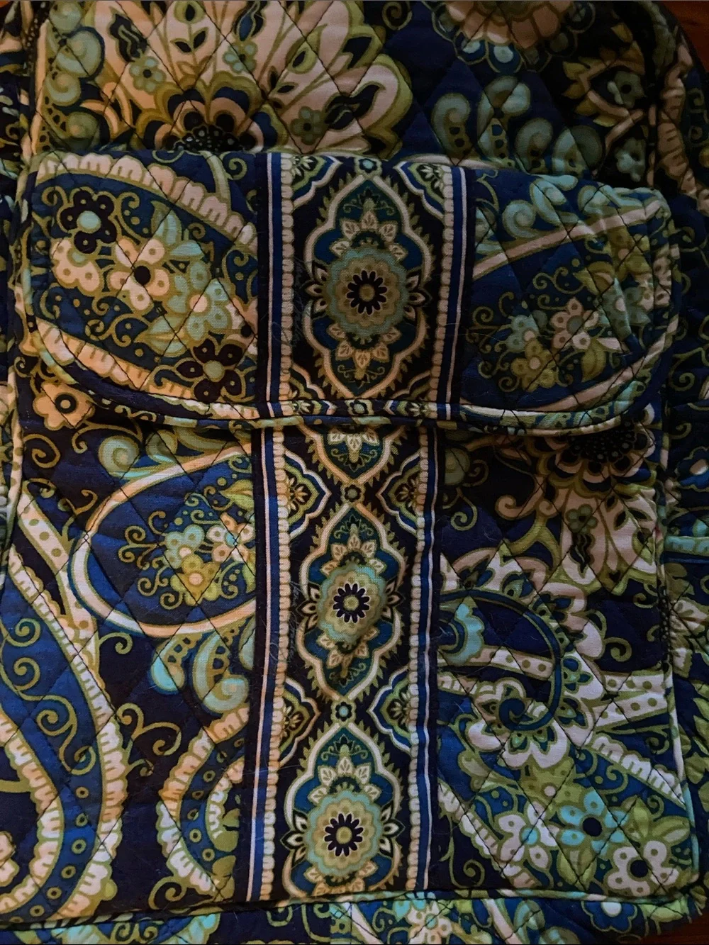 Vera Bradley paisley backpack school bag book bag Navy blue mint green pretty